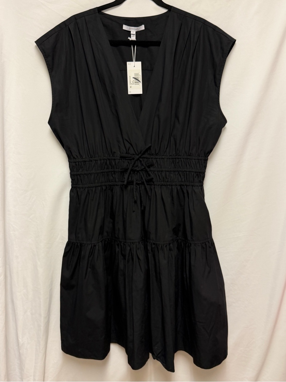 Derek Lam 10 Crosby Tora Cotton Shirred Waist V Neck Minidress NWT Size 16